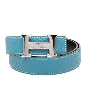 Pre-Loved Hermes Togo and Box Calf Constance H Reversible Belt